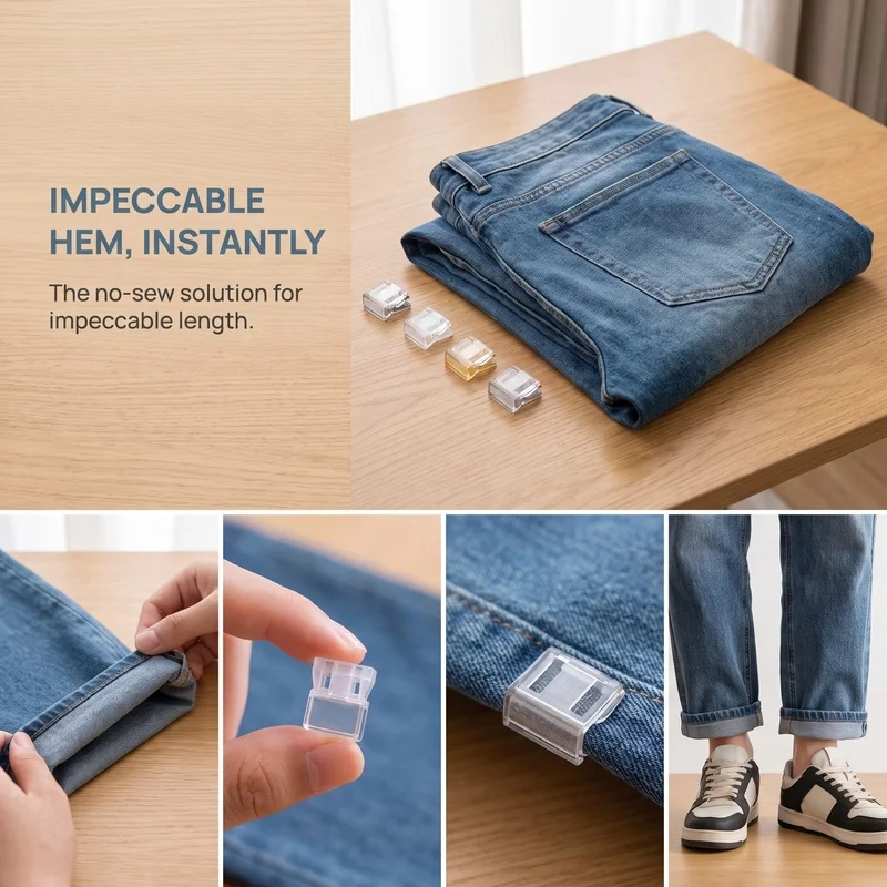 Pants shortening tool, invisible hem fixing clip to prevent dragging, hem buckle, elastic band adjustment clip, clothing hem cla