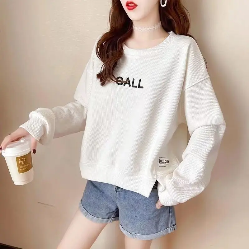 Women's hoodie 2024 new spring and autumn Korean version loose design sense long sleeved short top ins trend sweatshirt