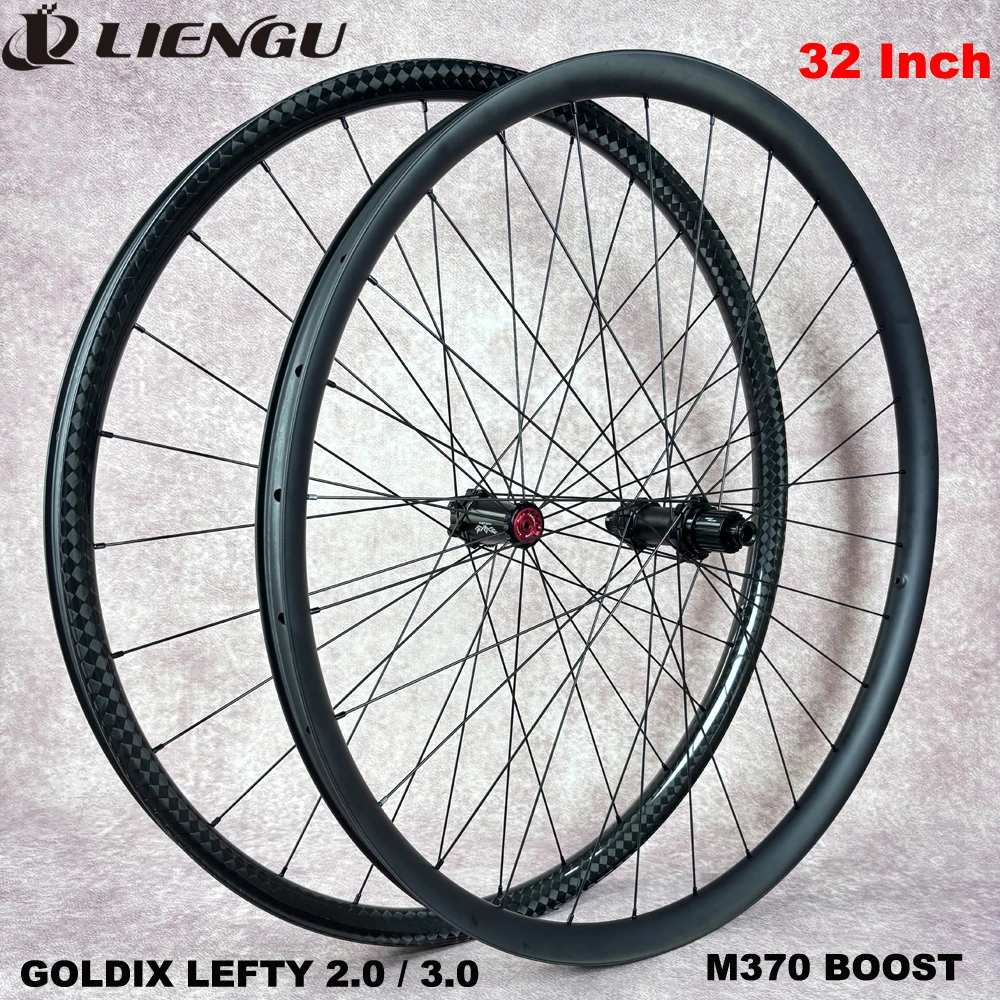 Карбоновые колеса для MTB 32 дюйма, передняя втулка GOLDIX Lefty 2.0 3.0 M370 Boost 148 мм, асимметричные, бескамерные, ширина 40 мм, внутренний диаметр 32 мм, комплект колес 32er