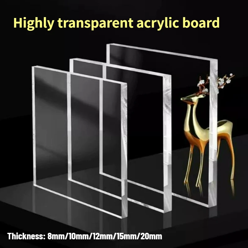 1pcs Thick 8mm~20mm Transparent Acrylic Plate Plexiglass Organic Glass Board for Jewellery Toys Multi-Functional Storage Shelf