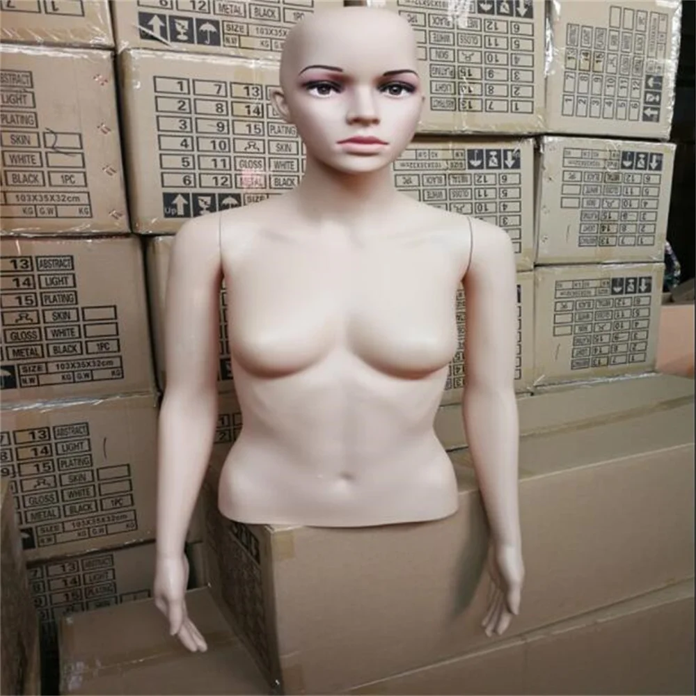 Plastic Half Body Male No Hand Clothing Art Mannequin, Display Sewing, Female Model Props Upper, Can Be Removed Installed, C047