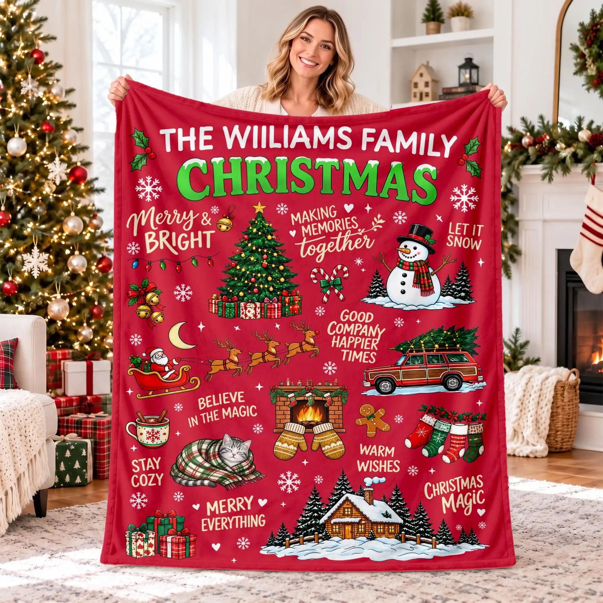Personalized Custom Blanket with Text - Unique Gift for Boyfriend Birthday Girls Dogs Guest Celebration Soft Comforter Throw