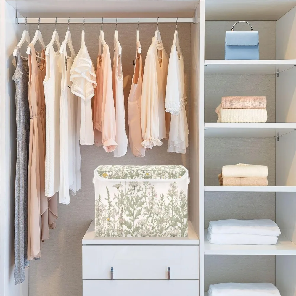 صناديق تخزين الأعشاب والزهور البرية متعددة الألوان على الطراز العتيق مع أغطية ومقابض، منظمات قابلة للطي