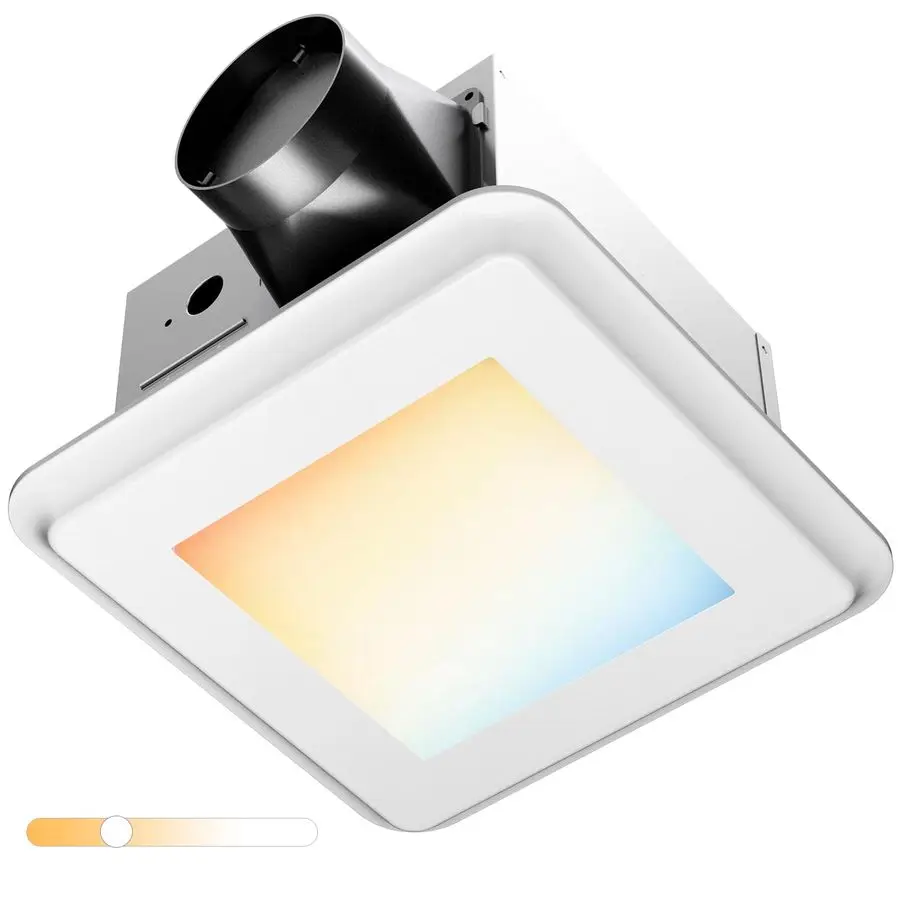 

Вентилятор для ванной комнаты с подсветкой, 80 CFM, 0.9 Sones, 1000LM, 5CCT, простая установка, потолочный вентилятор для душа, регулируемый, для наружного монтажа