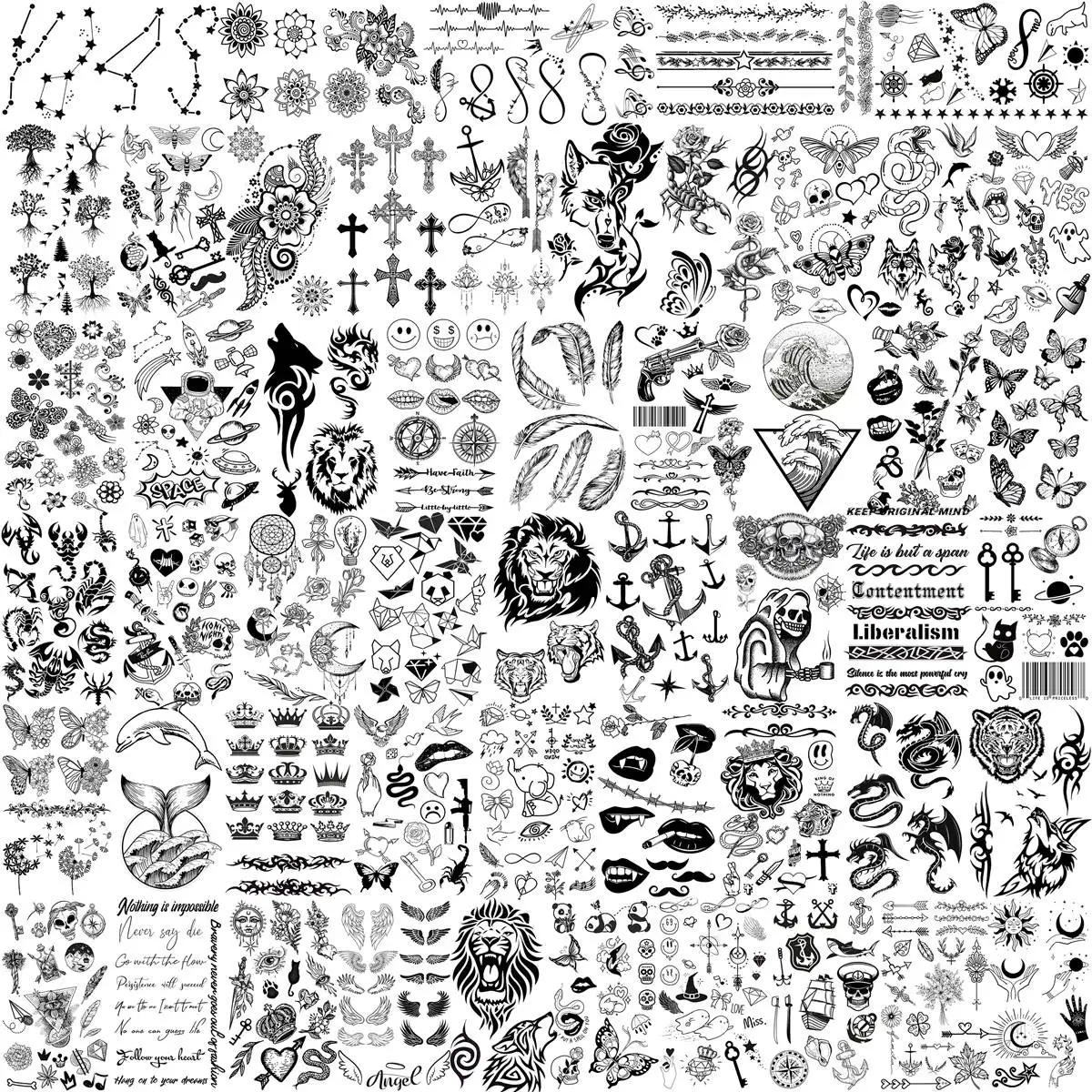 52 Sheets Small Temporary Tattoos For Adult Hands Tiny Animal Butterfly Tattoo Sticker 3D Fake Flower Infinity Cute Tatoos Kits