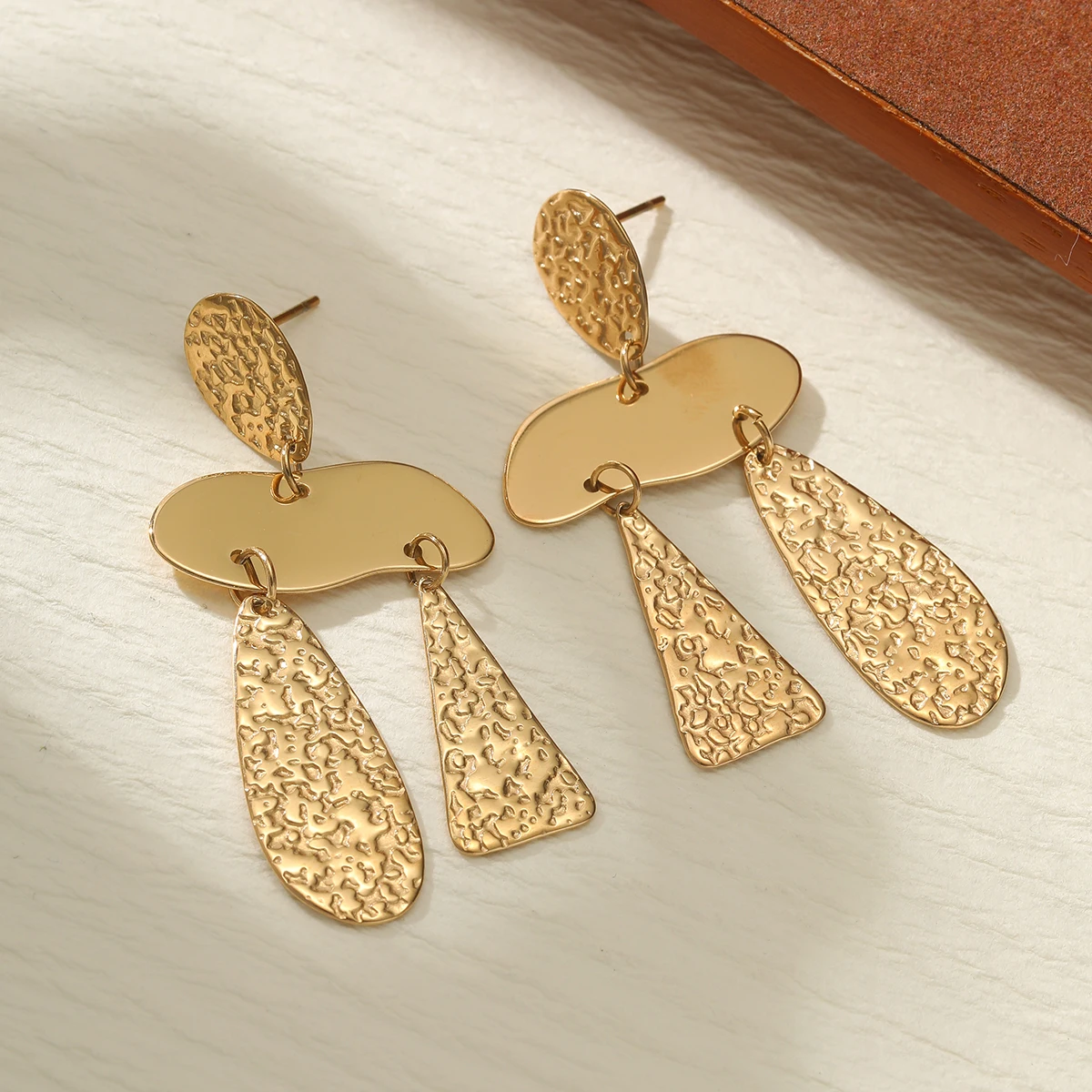 Fashion Women Gold Plated Chandelier Stainless Steel metal Drop Earrings Statement Jewelry image 2