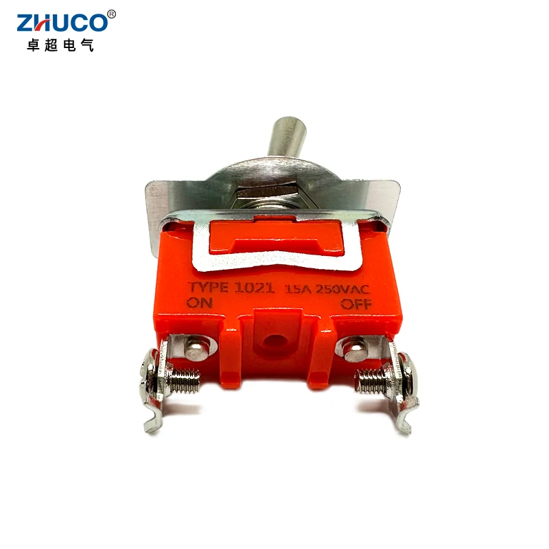 1PC 1021S 15A 250VAC ON OFF SPST 2 Terminal Screw Pins Self-locking Power Rocker Latching Toggle Switch 12mm Mounting Hole