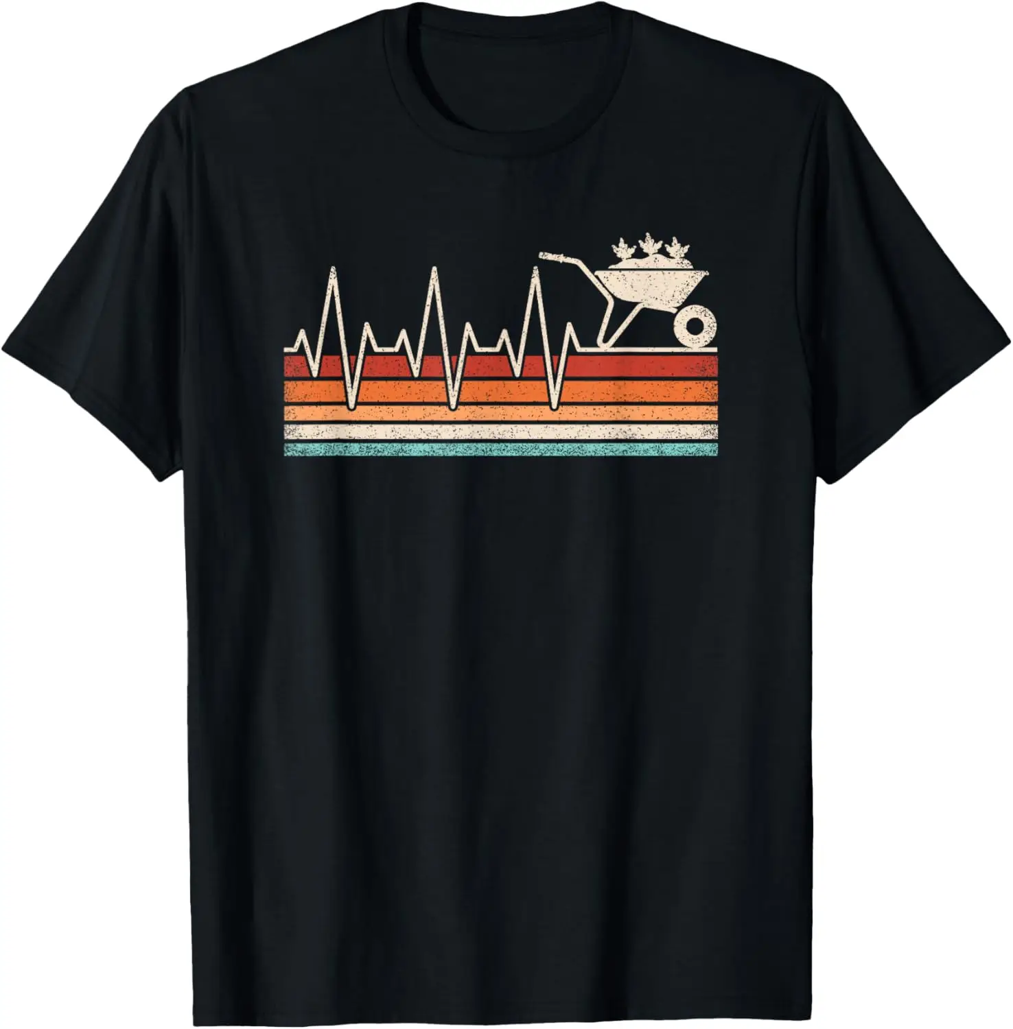 Funny Gardener Heartbeat Retro Gardening Vintage Garden Men T-Shirt 100% Cotton Trendy Y2K Short-Sleeve Tee-Soft, Quick-Drying,