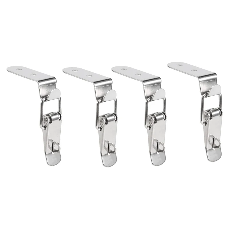 Top Sale 90 Degrees Duck-Mouth Buckle Hook Lock Stainless Steel Spring Loaded Draw Toggle Latch Clamp Silver Hasp Latch Catch
