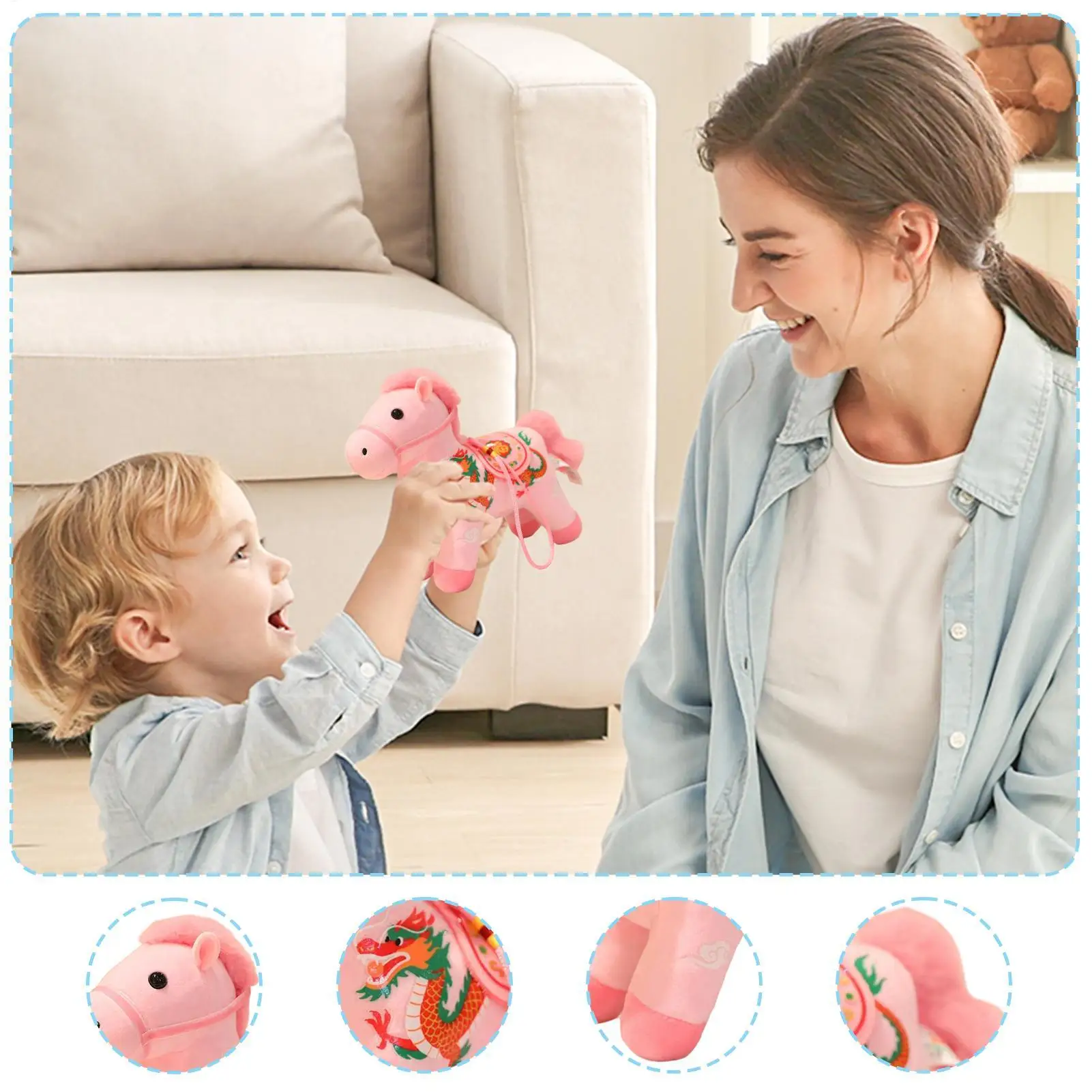 2026 سنة الحصان ألعاب من نسيج مخملي دمية مريحة لينة للعام الصيني الجديد عيد الميلاد هدية عيد ميلاد وديكور المنزل هبوط السفينة