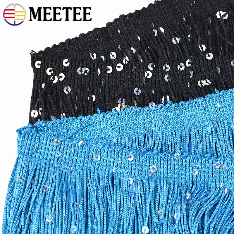 2/4/8m 10cm bunte Pailletten Quaste Fransen Spitze Trim Band zum Nähen Latin Dance Dress Performance Crafts Materialien Zubehör