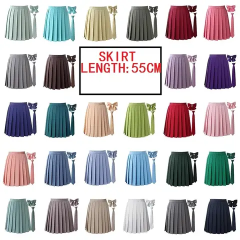 Knee Length Skirts Womens Summer Japanese School Pleated Skirts High Waist Kawaii Cute Pink Plaid Skirt Uniform Harajuku Jupe