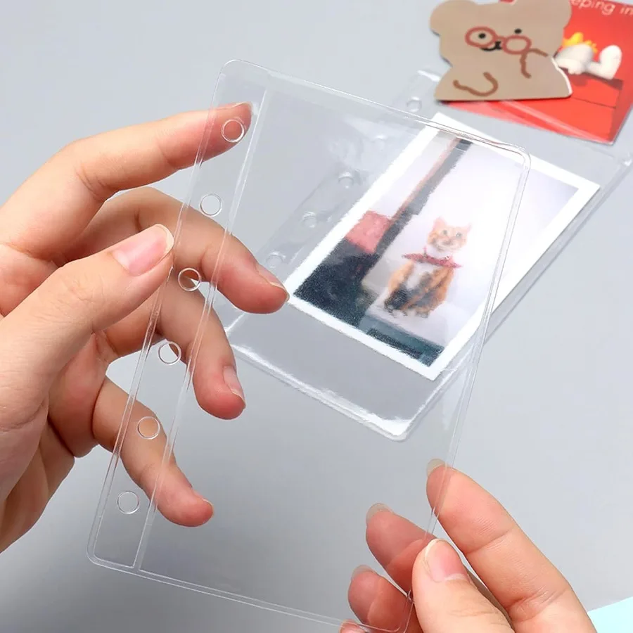 12 جيوب مجلد A7 مظاريف ميزانية نقدية شفافة إدراجات مخططة PVC لـ 6 حلقات a7 واقيات ورقة الموثق تنظيم بطاقات الصور #4