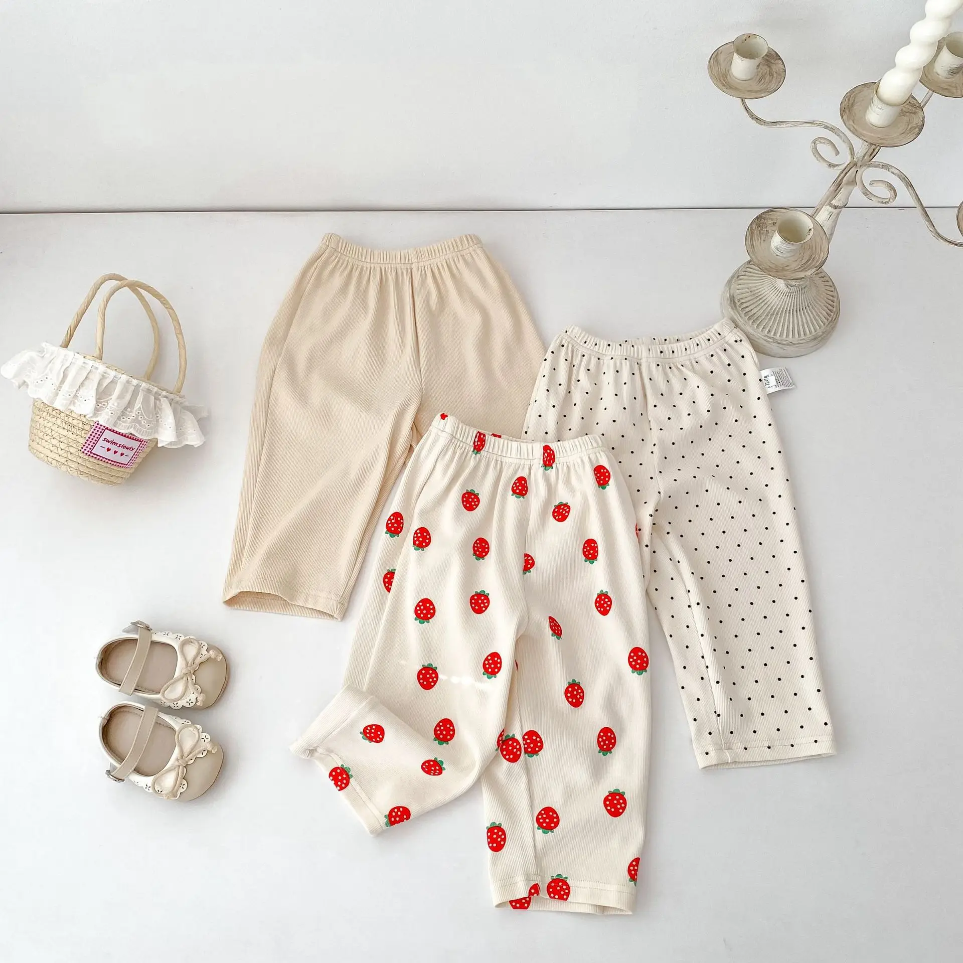 2026 Autumn New Baby Girl Loose Home Trousers Cotton Breathable Girls Cartoon Print Casual Pants Infant Toddler Clothes
