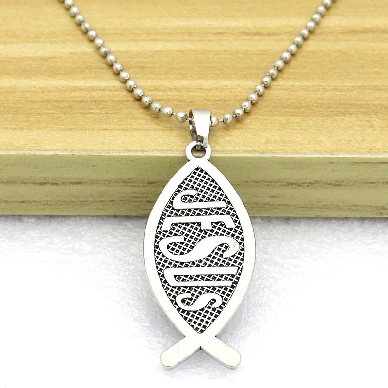 Jesus Fish Letter Necklaces Christian Christianity Ichthys Fish Pendant Necklaces Jewelry Women or Men Collares Keychains Gifts