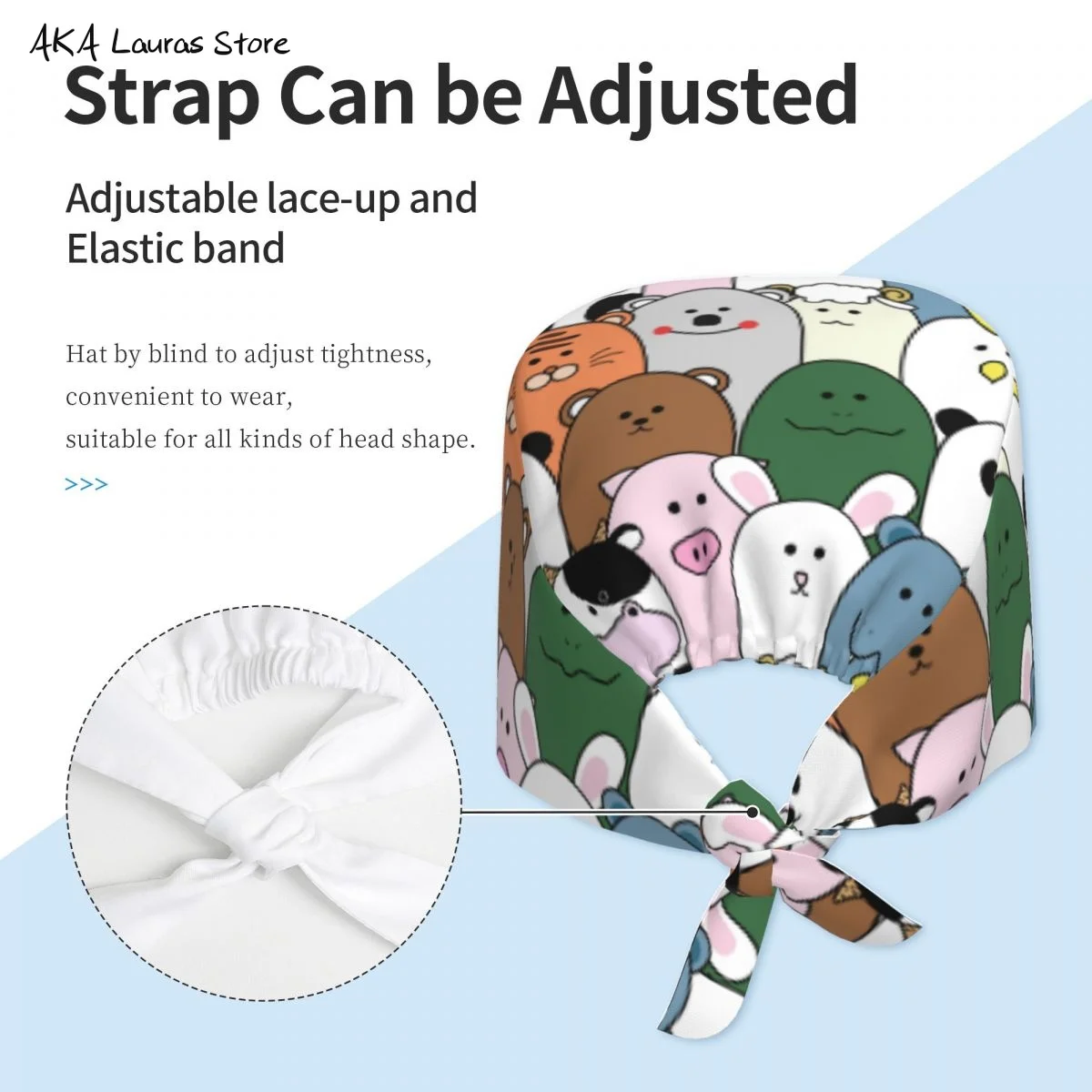 かわいい動物のスクラブキャップ,面白いサロンワークキャップ,実験室のペットショップの看護スクラブキャップ,麻酔