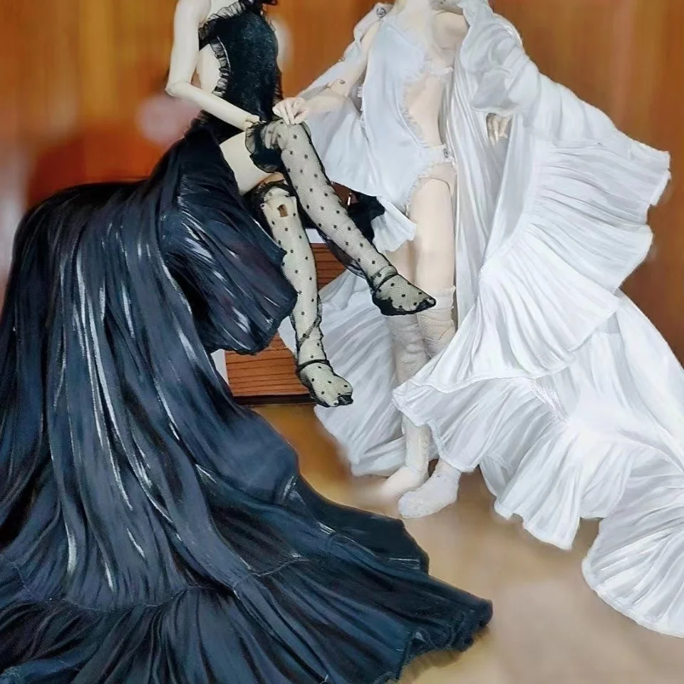 vestido-de-muneca-bjd-1-3-1-4-falda-larga-fregona-blanca-y-negra