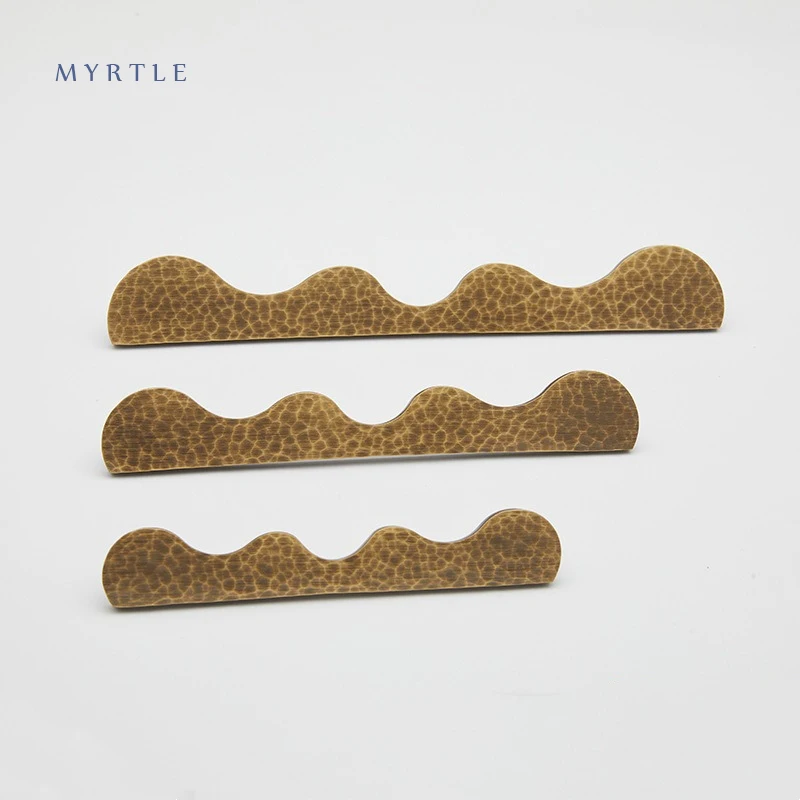 Myrtle Solid Brass Hammered Texture Art Deco Kitchen Cabinet Knobs Spherical Bars Bedroom Wardrobes Wave Pull Drawer Handle