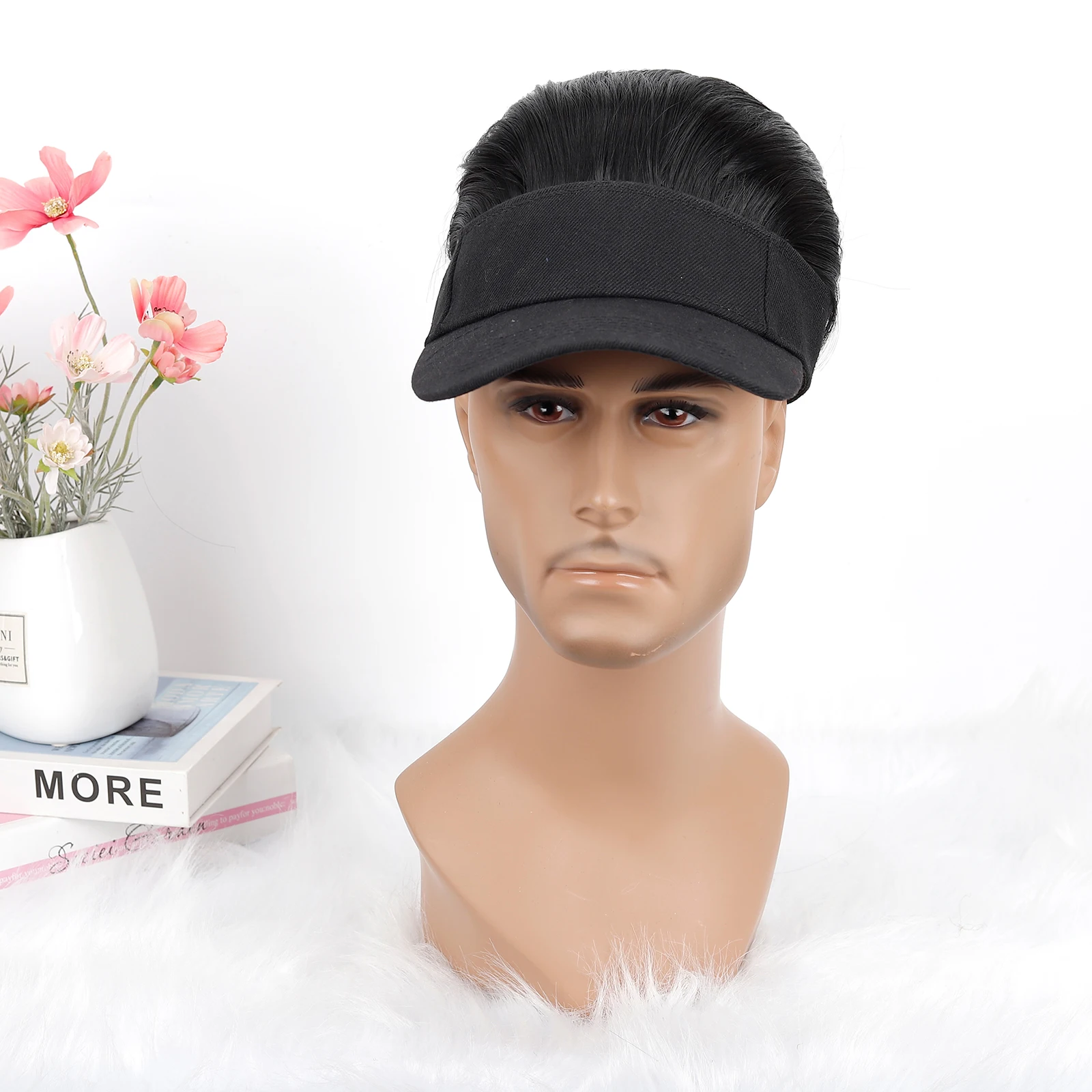 

Synthetic Wig Men's Slicked Back Hair Wigs Visor Hat Fashion Retro Style Cap Wigs for Daily & Party Wear