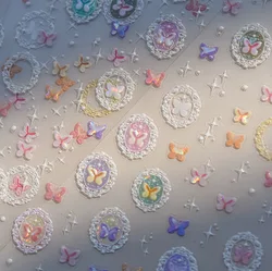 1pcs Shell Light Nail Art Sticker Manicure Designs Relief Nail Stickers Cute Butterfly Print Self Adhesive Nails Decora Decals