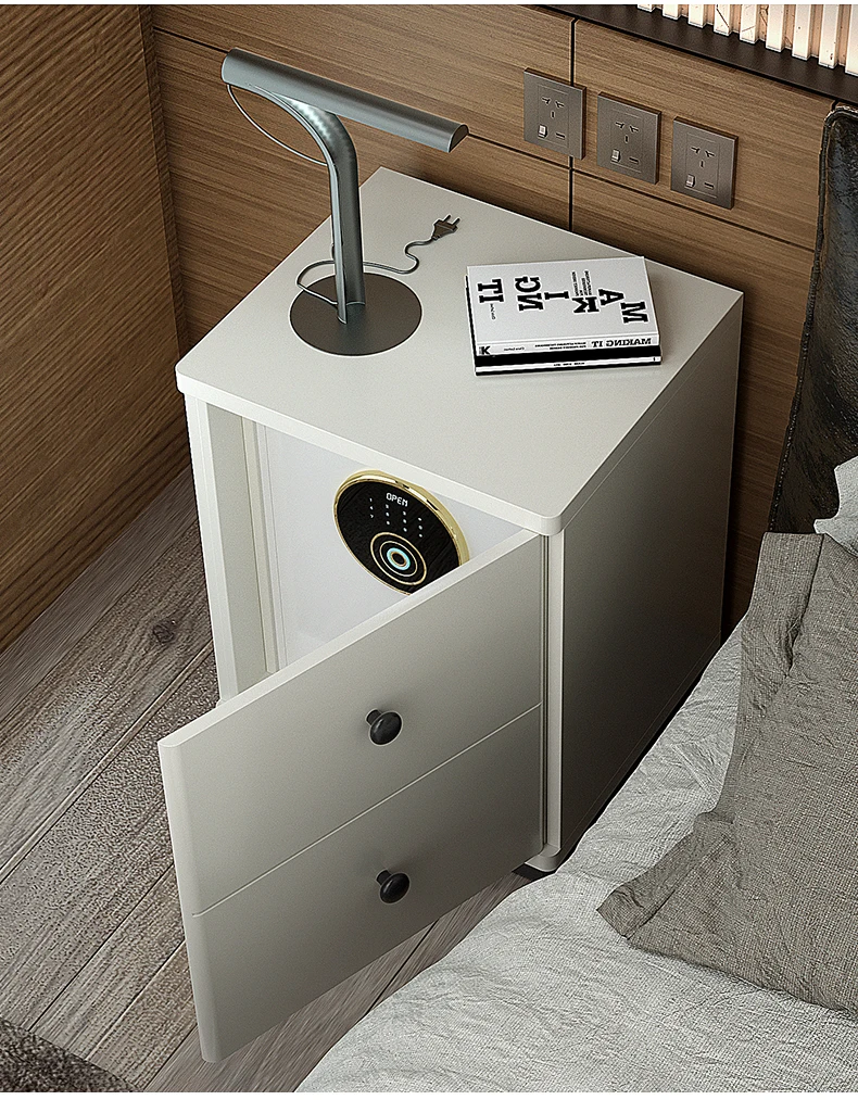 Smart bedside table safe, home office small fingerprint password APP remote control bedroom anti-theft