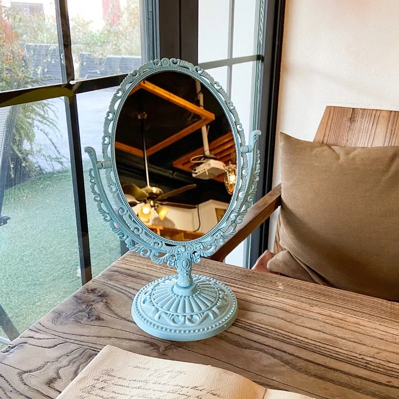 European Double-sided Makeup Mirror Household Desktop Love Retro Princess Beauty Mirror Student Dormitory Heart Makeup Mirror