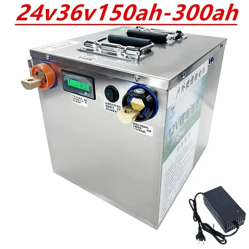 Lifepo4 Lithium Battery 24V 300AH 200AH for 750W-2400W Inverter Solar System with Bluetooth APP BMS 20A Charger for Golf Cart
