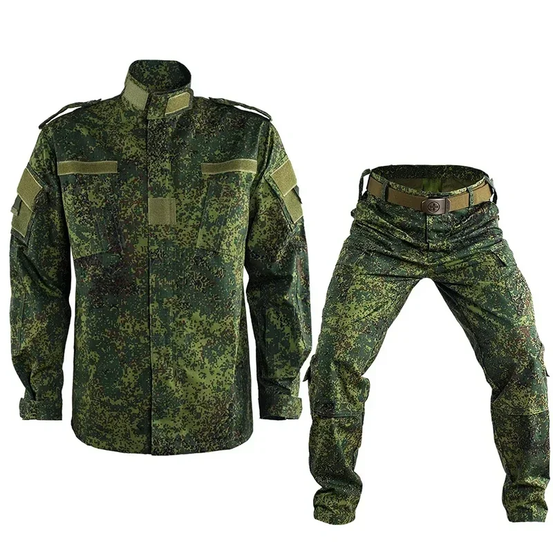 

RU Hunting Camo Sets Men Outdoor Multi-pocket Wear-resistant Jackets+Straight Cargo Pants 2 Pcs Suits Camo Training Tactical Set
