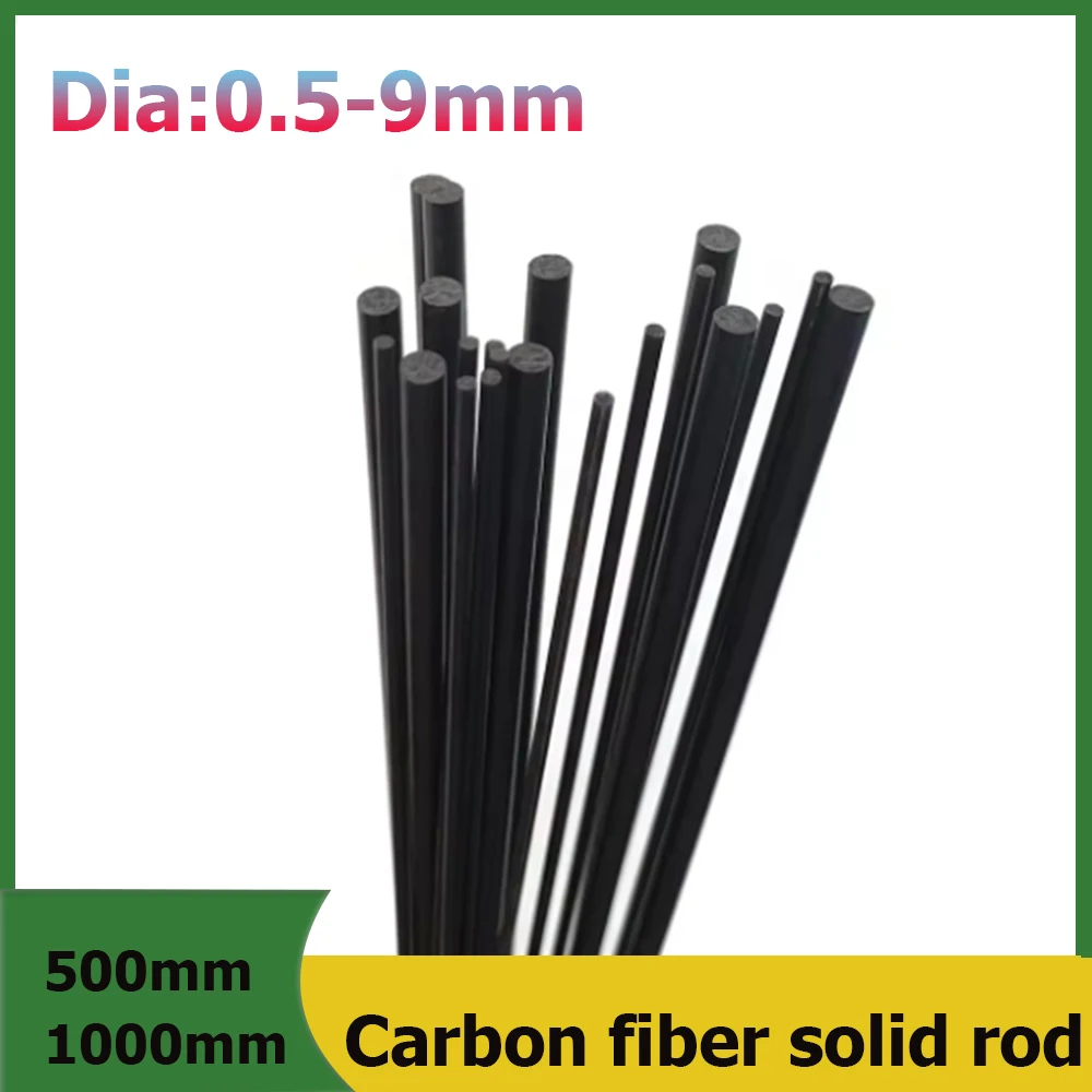 Carbon Fiber Solid Rod Diameter 0.5mm~9mm Cylindrical Length 500mm Carbon Shaft High-Strength DIY Composite Material Acce