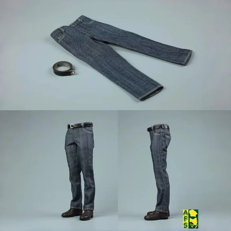1/6 Scale Jeans Pants Trousers with Belt Clothes Model Fit For 12'' Male Soldier Normal Body Action Figure Body Dolls