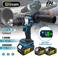 Gisam 13MM 650N.M Brushless Electric Impact Drill 20+3 Torque Electric Hammer Drill Power Tools For Makita 18V Battery Pin