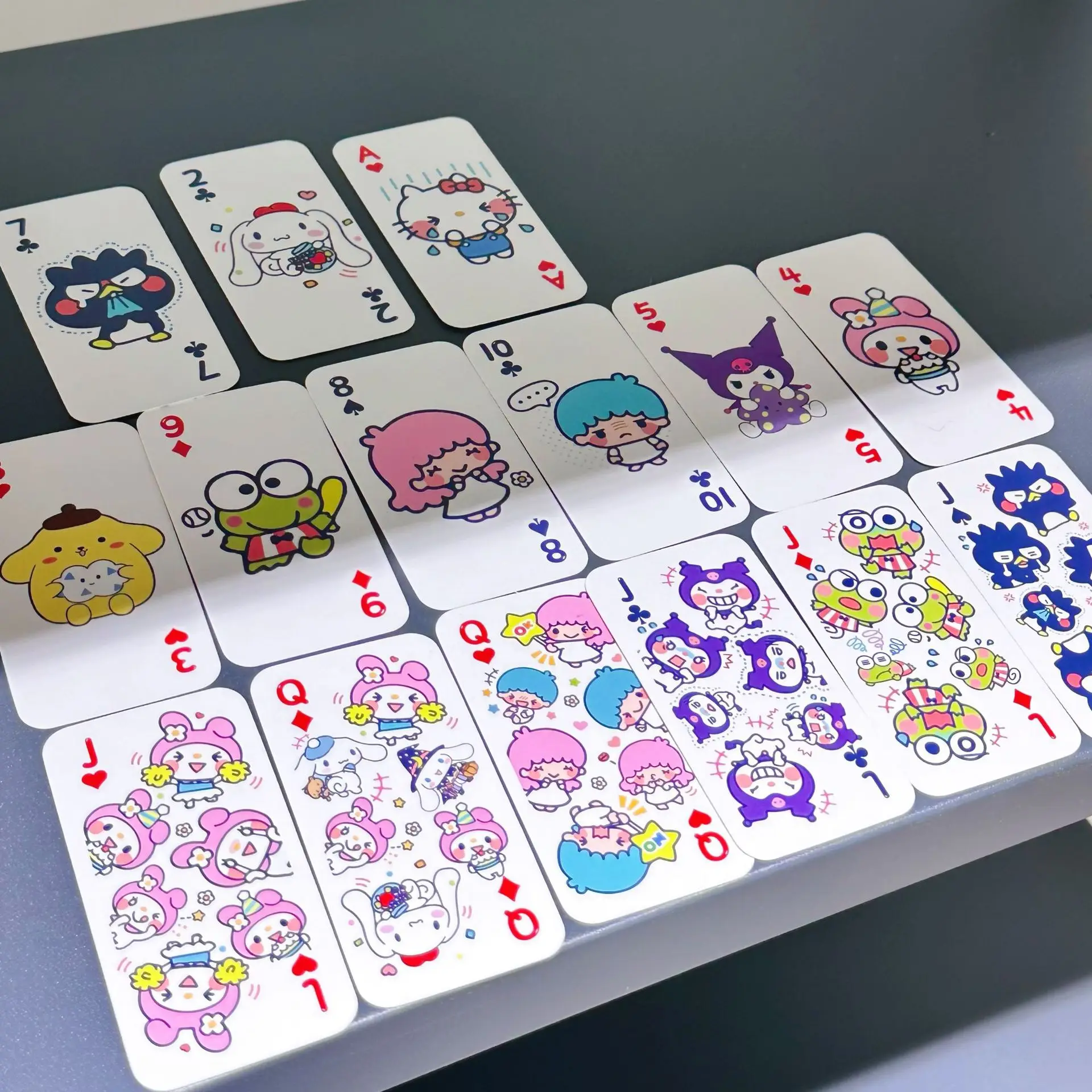 24Pcs/box Kawaii Sanrio Hello Kitty Playing Card Poker Cinnamoroll Game Deck Anime Poker Cards Collection Card Game Gift Toys