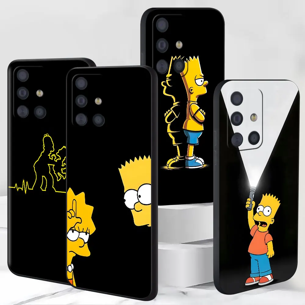 Phone Case for Samsung Galaxy A17 A15 A16 A14 A11 A27 A25 A55 A54 A13 A33 A52 A21s A51 Black TPU Cover Cute Funny The Simpsons
