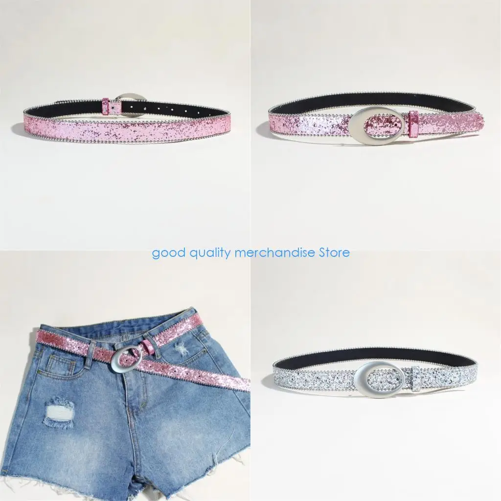 

Y5JD украшенный стразами модный женский пояс из искусственной кожи для джинсов, регулируемый наряд для вечеринки