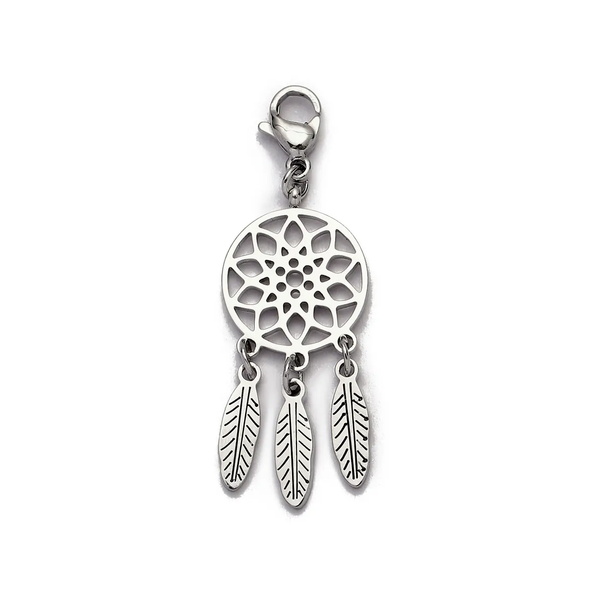 5Pcs/Lot Cute Dream Catcher OM Stainless Steel Diy Jevelry Making Charms Women Number 18 21 Yinyang Bracelet Lobster Pendants