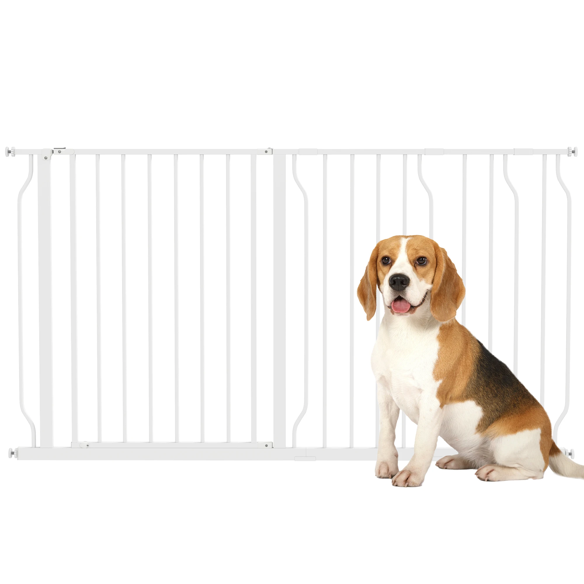 PawHut veiligheidsbarrière hondenbarrière uitbreidbaar stokje 75-145x76 cm barrière trappen gangen deuren zonder staalboren en