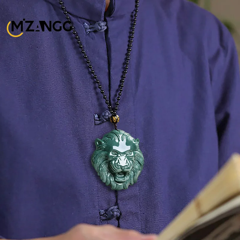 Natural A Goods Jade Domineering Lion Head Jade Pendant Hand-carved Fashion Exquisite Jewelry Men\'s and Women\'s Holiday Gifts