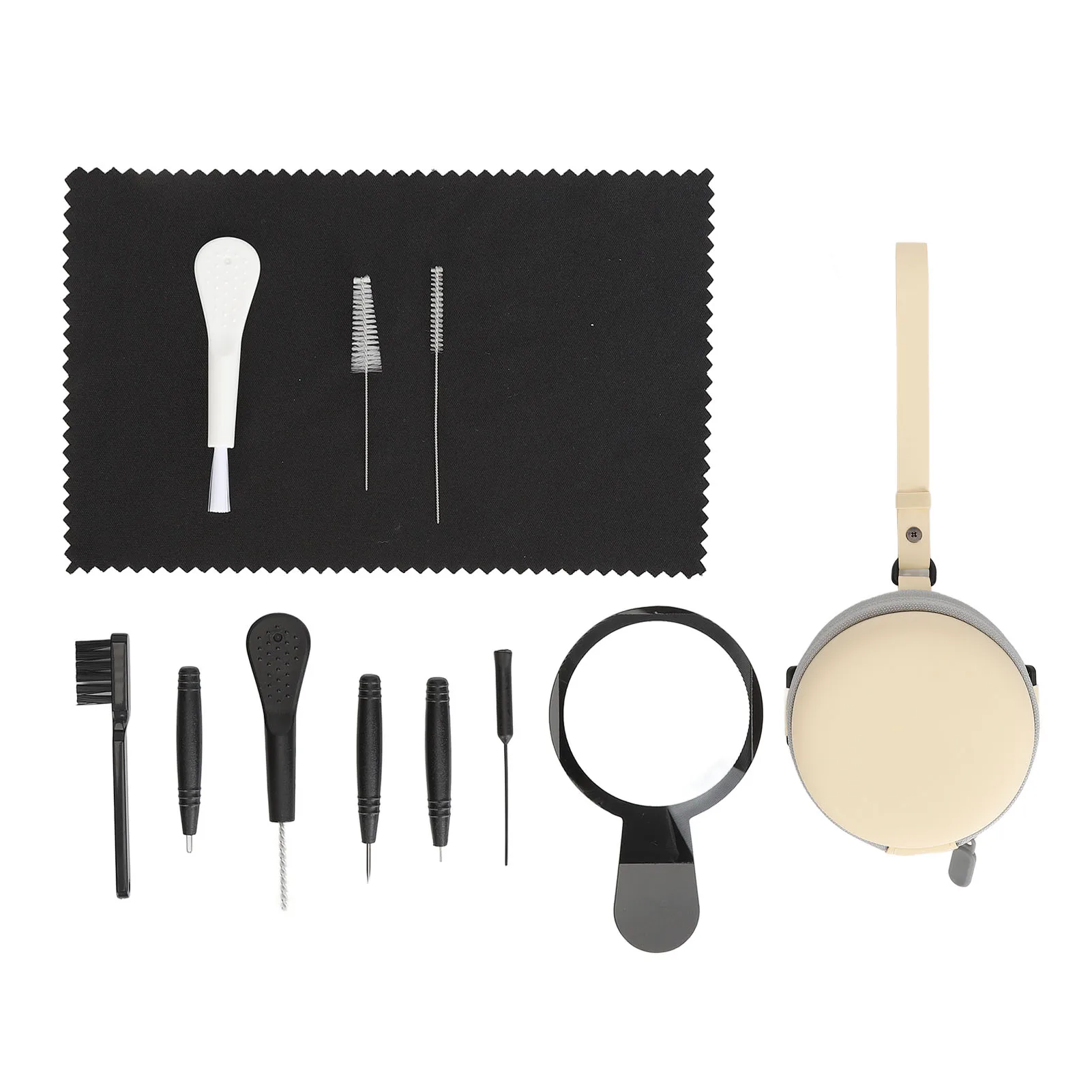 

Sound Aid Cleaner Brush Cleansing Multi Purpose Sound Aid Cleaner Simple Reusable with Round PU Storage Case Ear Cleaner Brush