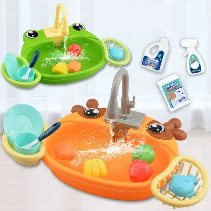 Lavello da cucina giocattoli finta gioca lavastoviglie elettrica Mini cucina cibo giocattolo per la casa Playset giochi di ruolo per bambini giocattoli per ragazze per bambini
