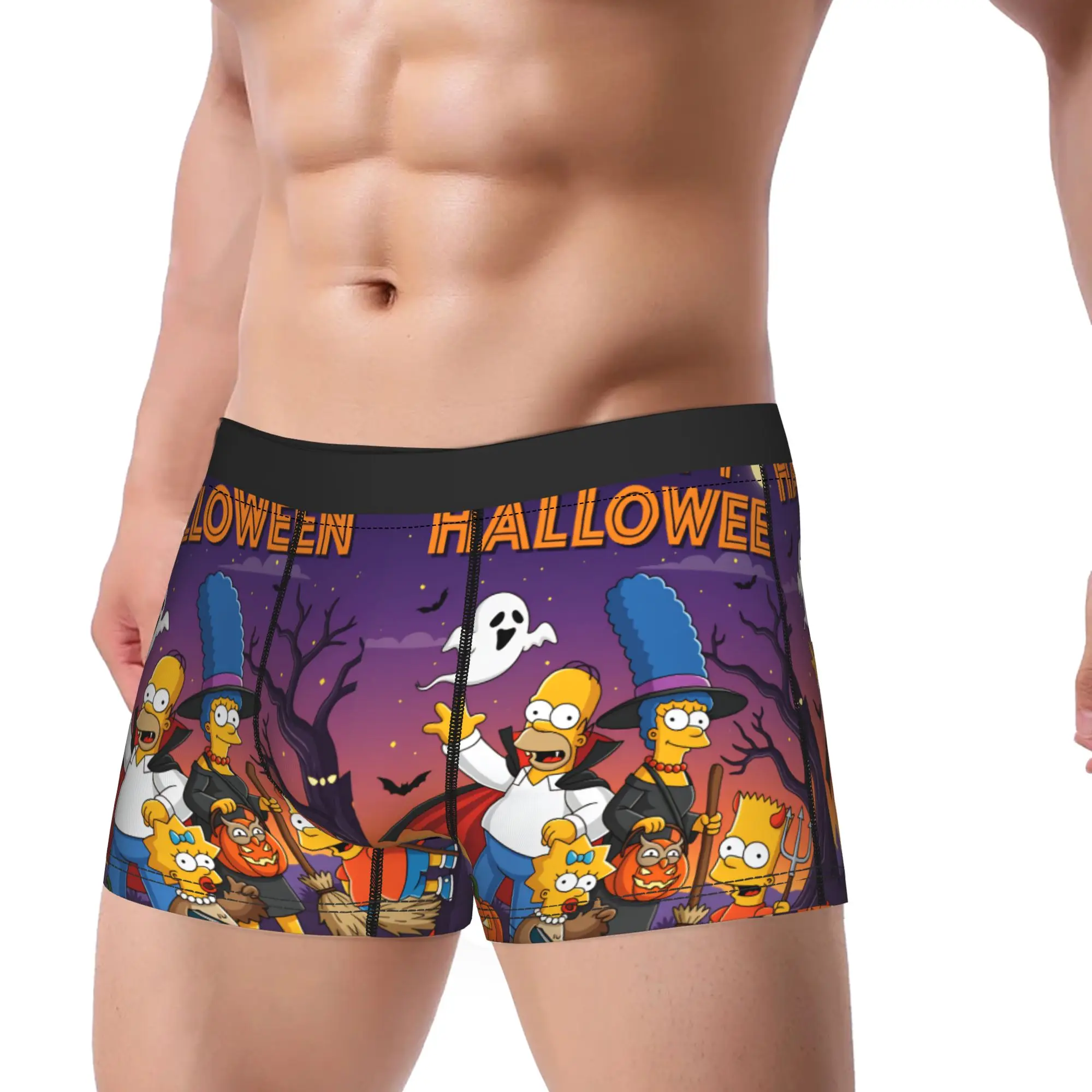 S-Simpsons Vampire Homer Happy Halloween Boxershorts Pouch Underwear Quality Custom DIY Shorts Briefs Classic Man Underpants