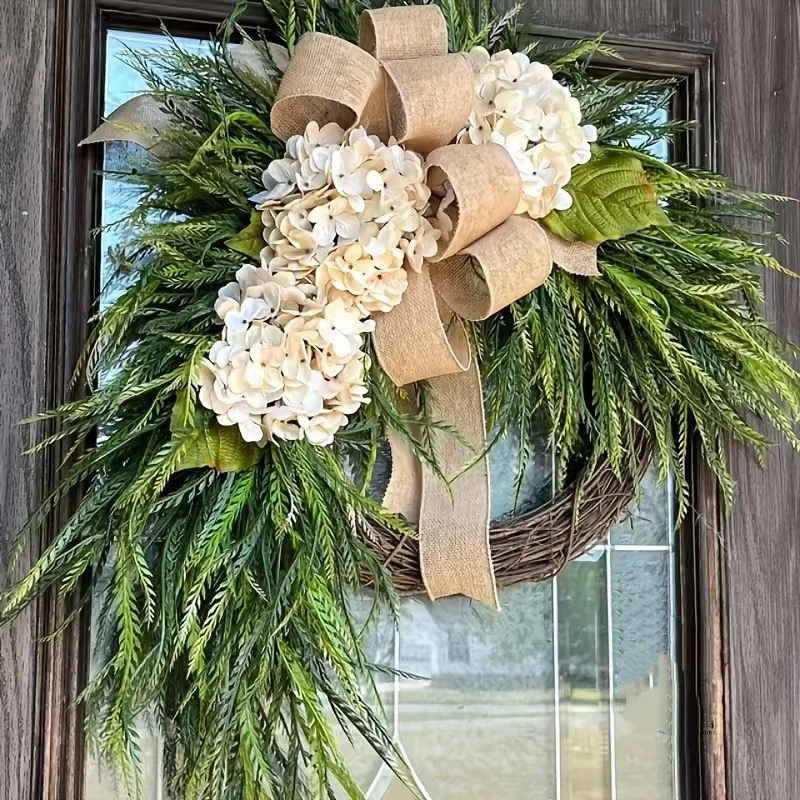 

Front Door Artificial Spring Summer Hydrangea Decoration Indoor Outdoor Wall Ornament Farmhouse Porch Door Decor