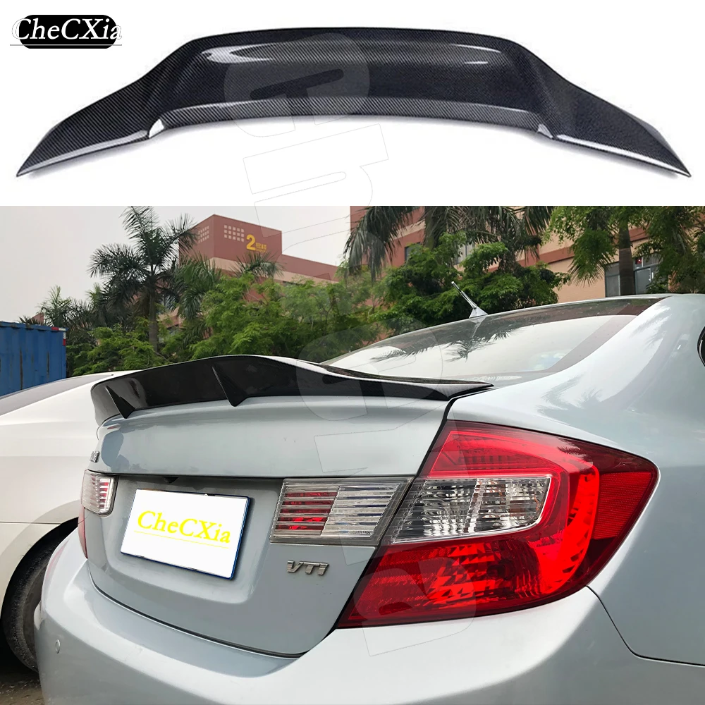 For Honda Ninth Generation Civic 2013 2014 100% Real Carbon Fiber Highquality Rear Spoiler Trunk Lid Diffuser R Styl