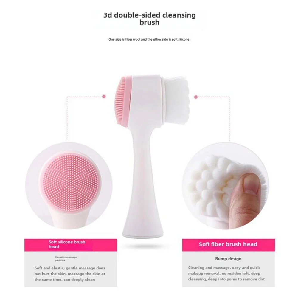 Manual Dual Facial Cleansing Brush 2-in-1 Skin Care Silicone Facial Scrubber Face Wash Brush for Deep Pore Exfoliation Massaging