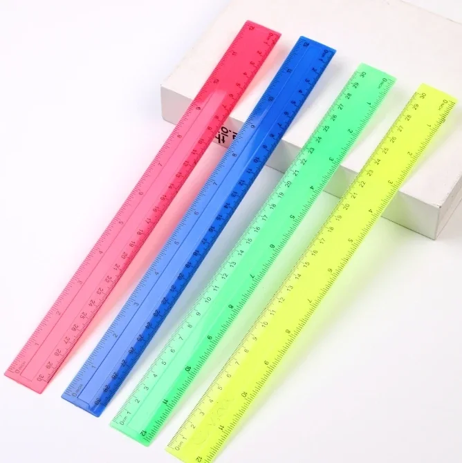 4Pcs/Pack Colorful Transparent Plastic Straight Rulers 30cm Kawaii Stationery Drawing School Office Supplies Kids Student Prize