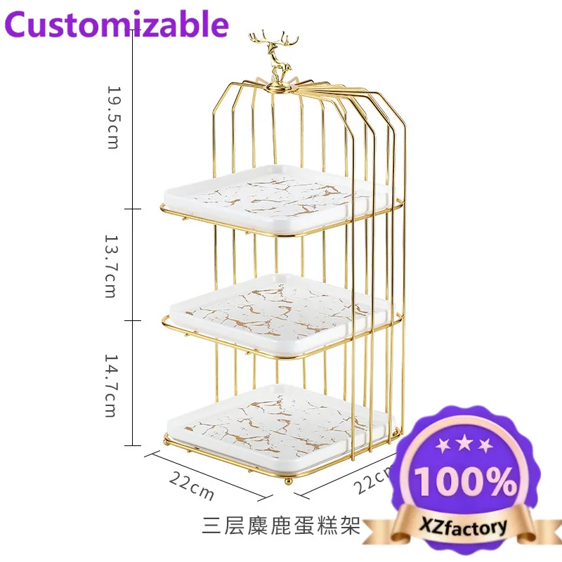 Factory Direct 2026 Hotel Creative Dim Sum Dessert Desk Front Desk Plate Afternoon Tea Three-layer Dim Sum Display Rack Fruit Pl