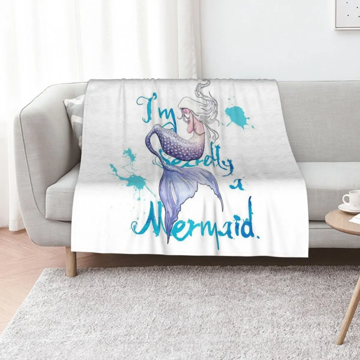 I'm Secretly a Mermaid Throw Blanket christmas gifts Flannels bed plaid Blankets For Sofas Beach for babies Blankets