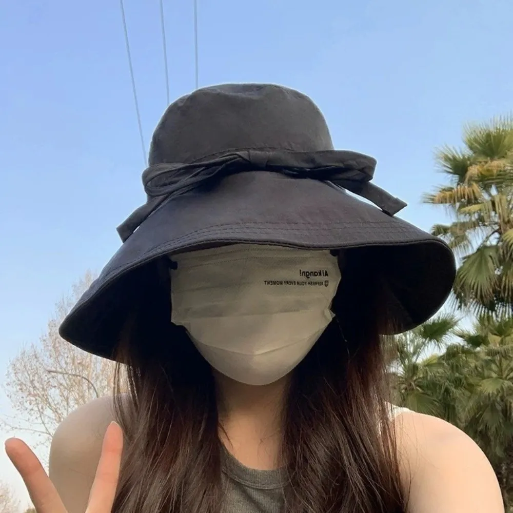 

Lightweight Solid Color Sunscreen Bucket Hat Breathable Thin Fisherman Hat Foldable Korean Style Wide Brim Sun Hat Fishing