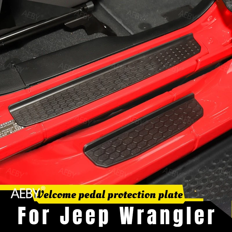 

For Jeep Wrangler 2007-2025 Black powder coated sill scuff plates,Welcome pedal guard,entrance guard,Car external accessories