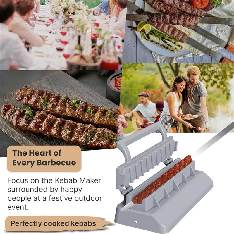 

J1UL1N Large Kebab Maker Press, Plastic Kabab, Manual Kabob Mould, Kabob Maker Barbecue Skewers Easy Install Easy To Use Black +