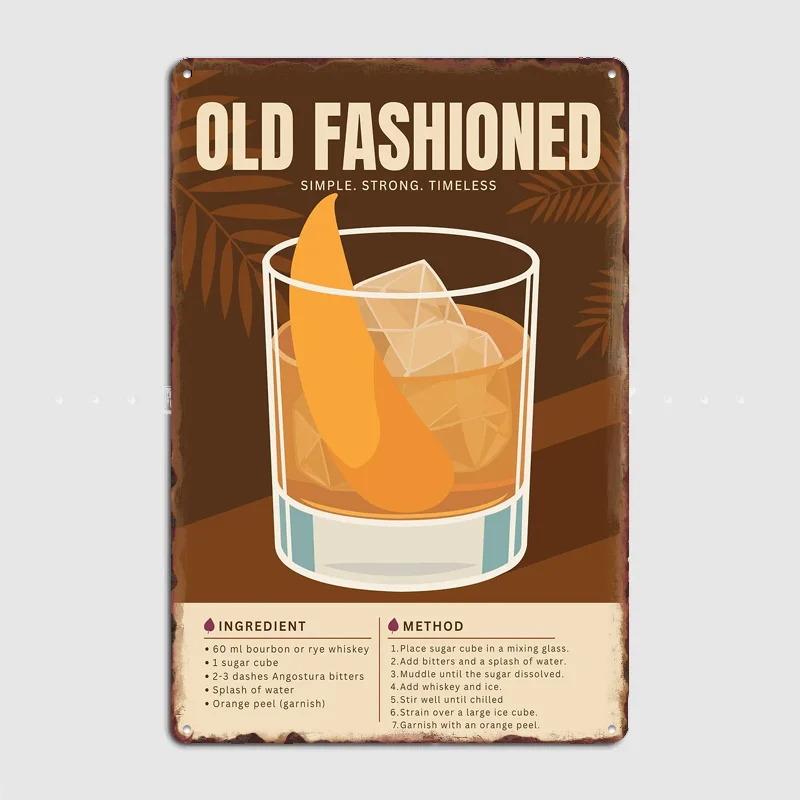 

Old Fashioned Cocktail Metal Sign Pub Club Vintage Custom Bar Bedroom Home Wall Decor Posters Room Decoration